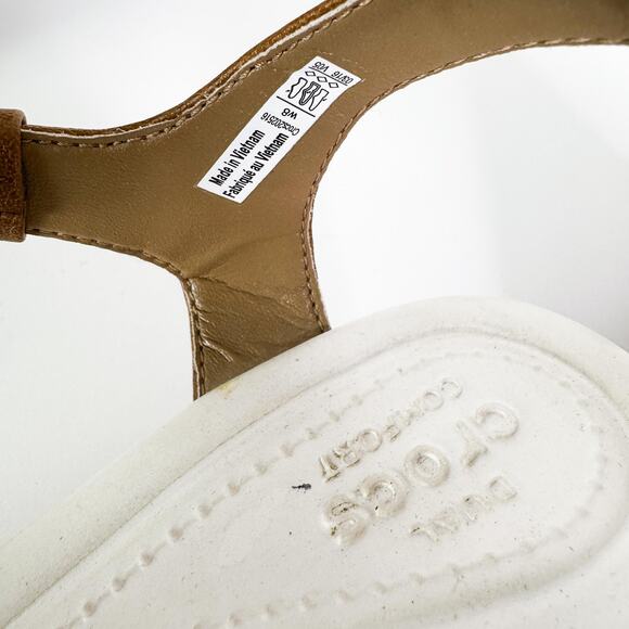 Crocs Leigh II Ankle Strap Graphic Wedges Sandals Hazelnut Gold Y2K 2000s Size 8 - Picture 7 of 12